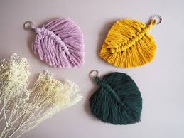 🍃 Handmade Macramé Leaf Keychain