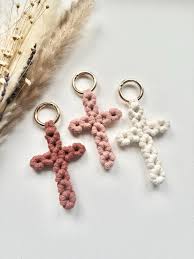 Macrame Cross Keychain: Religious Gift