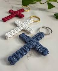 Macrame Cross Keychain: Religious Gift